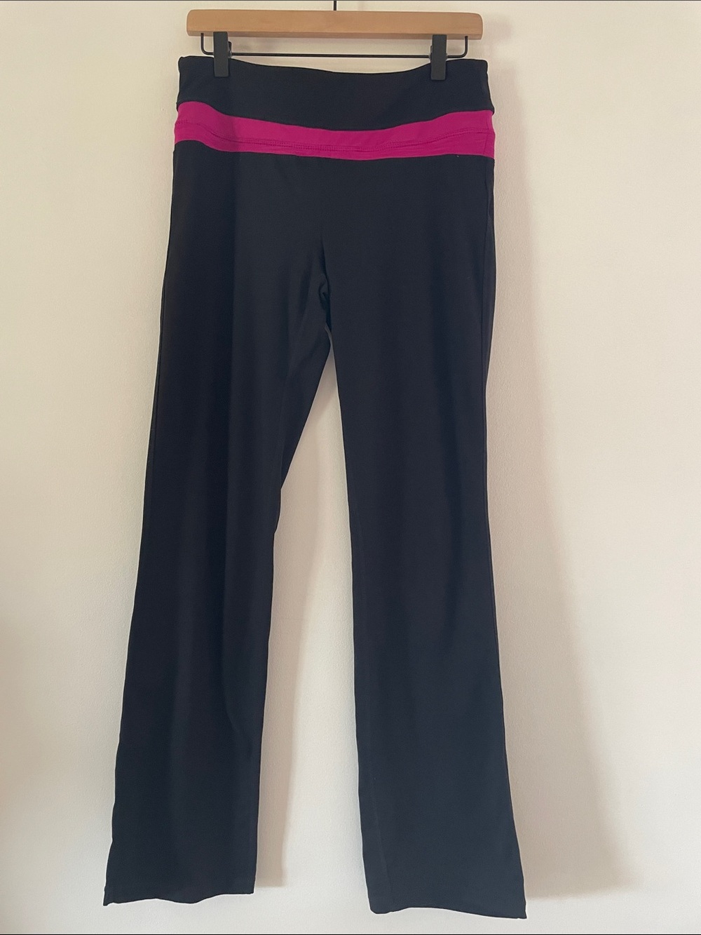 Black Yoga Pants with Pink Waistband - Women's Activewear